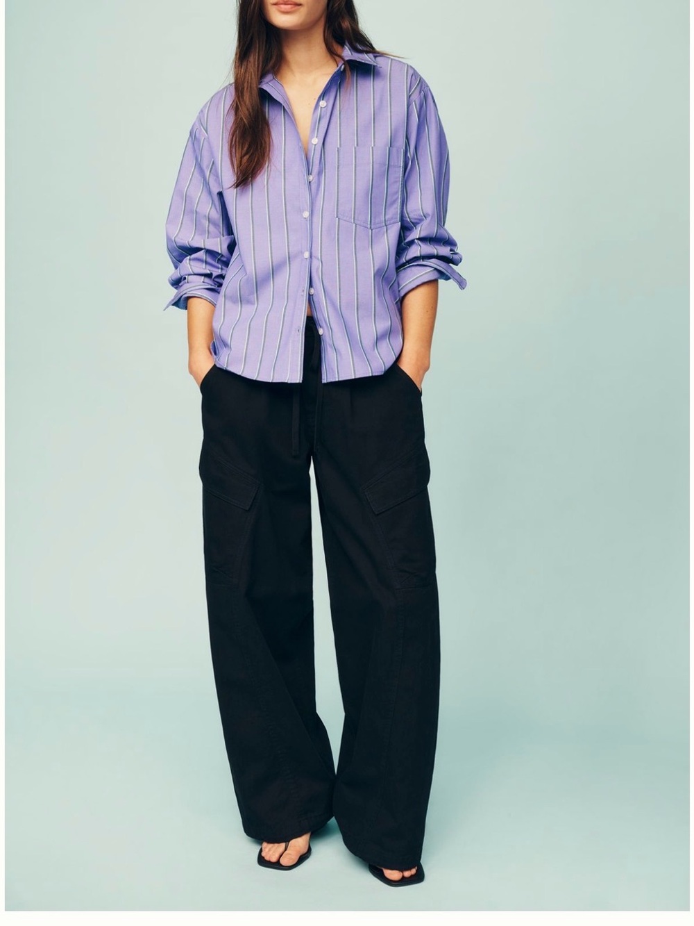 Wide-Leg Cargo Pants in Black — Relaxed Utility Style